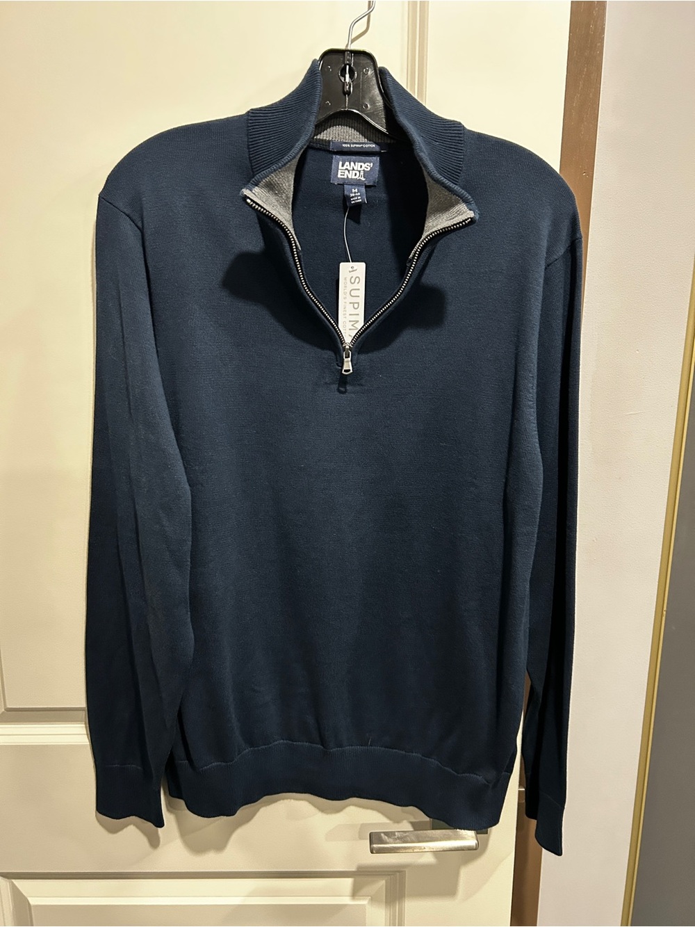Lands' End Men's Dark Navy Half-Zip Sweater